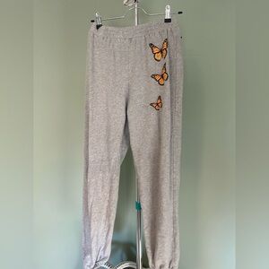 SHEIN Gray Jogger Sweatpants with Butterfly Accents